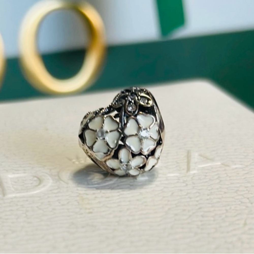 Pandora Heart Charm with White Accents